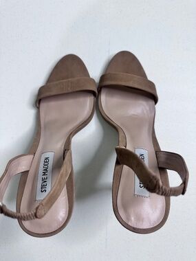 New Steve Madden Marbella 4" Heels Camel Nubuck Sling Back Shoes Sz 10 M